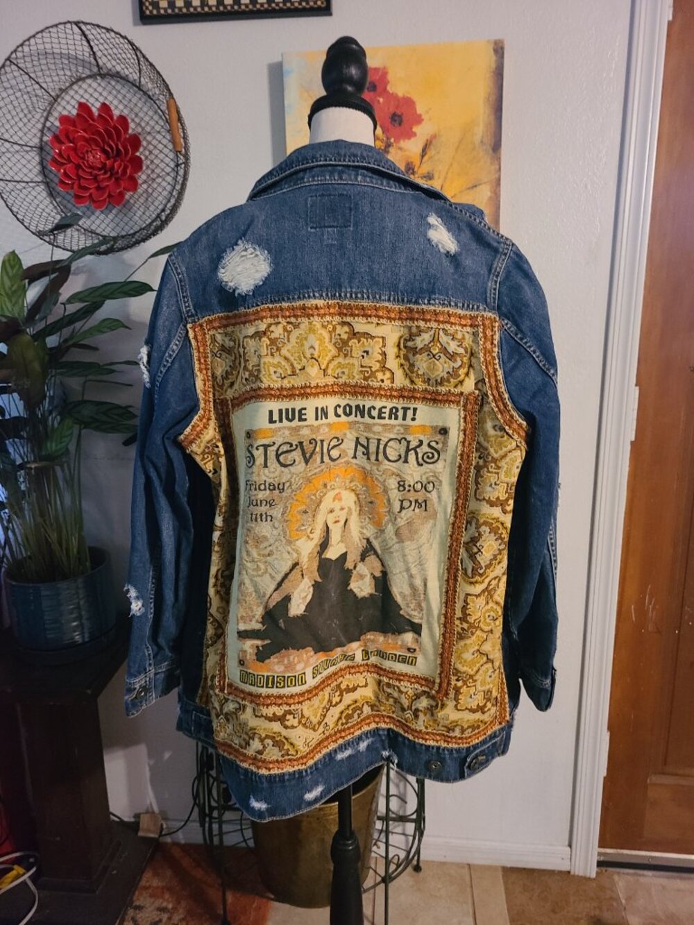 Stevie Nicks Custom Denim Jean Jacket Live Madison Square Garden Fits L & XL - Picture 2 of 14